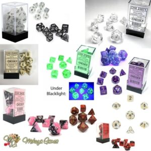 Chessex Polyhedral Luminary 7-Die Set isi 7 Dadu Glows in the Dark