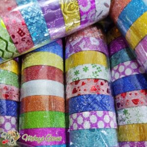 Selotip Isolasi Foil Glitter Motif Polos Mix Color 10pcs