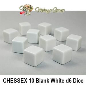 Chessex Opaque Polyhedral d6 10 Blank White Dadu Kosong No Pips 16mm