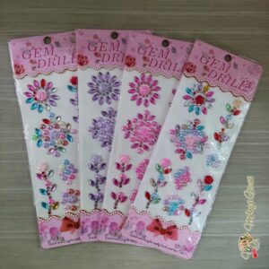 Sticker Flower Crystal Half-Pearl Mix Mutiara Mote Payet Tempel Deco