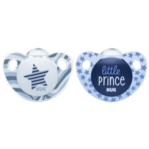 NUK Trendline 6-18 Dot Empeng Soother Pacifier Silikon Boy Biru isi 2