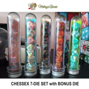 CHESSEX Polyhedral 7-DIE Set with BONUS DIE Test Tube Lab Dice Dadu