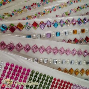 Sticker Crystal Half-Pearl Diamond Star Mutiara Mote Payet Tempel Deco